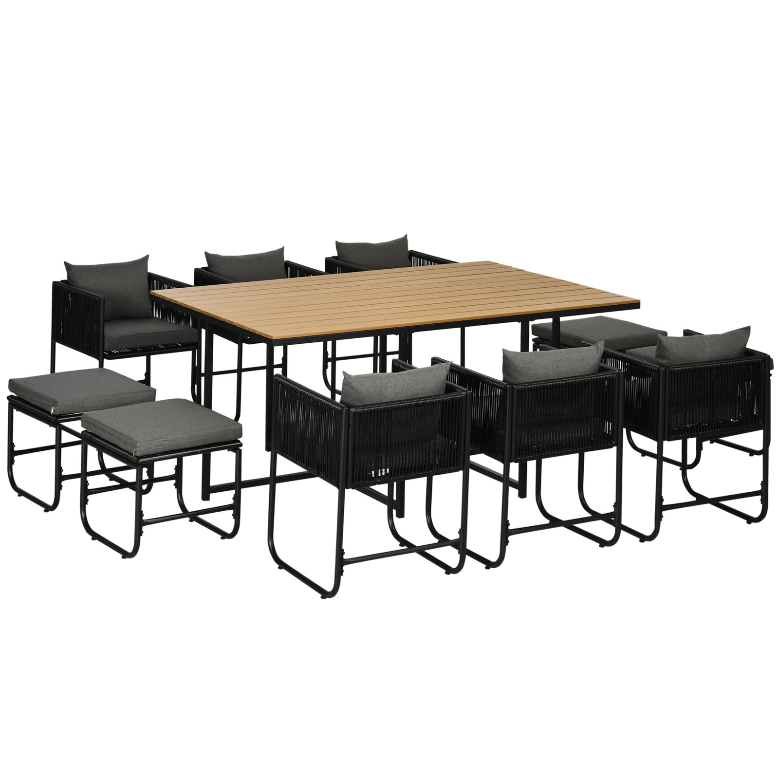 11-pc Rattan Dining Set Space-saving Design
