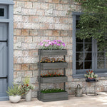 80cmx45cmx142cm 4-tier Raised Garden Bed, Grey | Gray