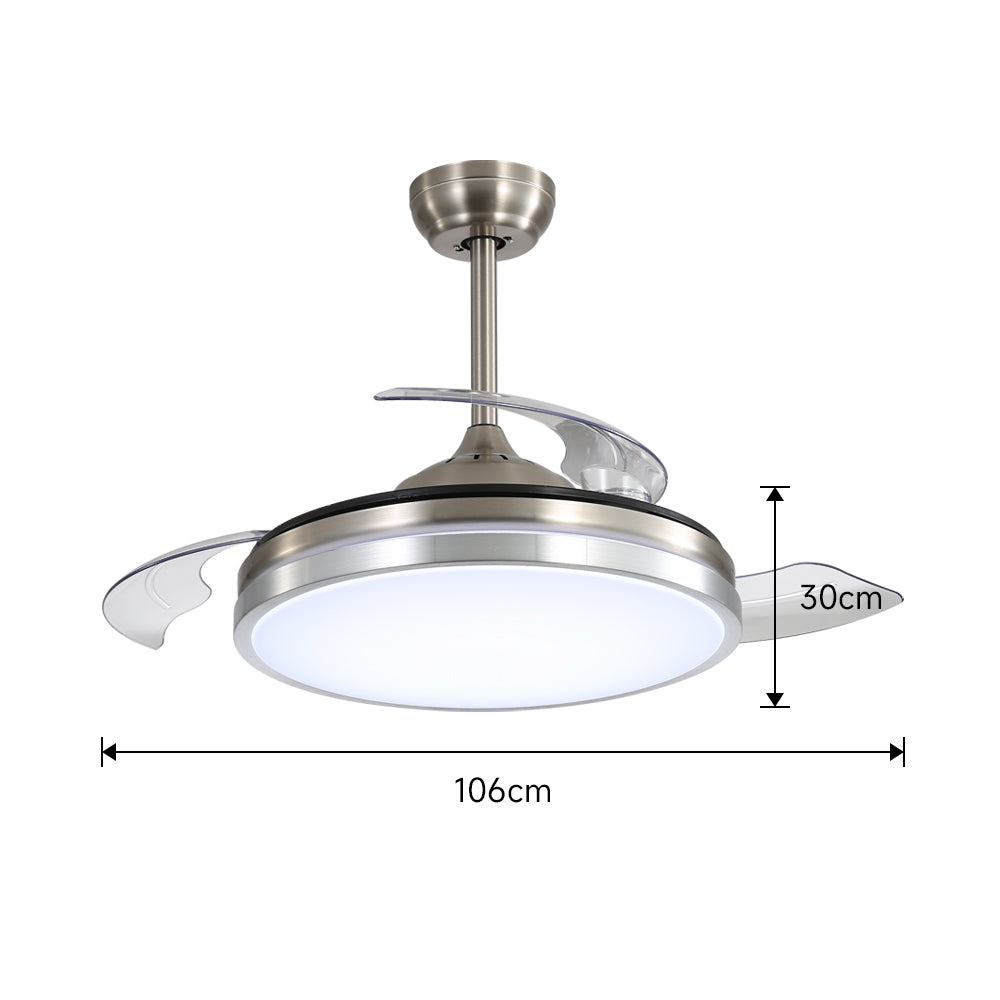 42inch Acrylic Ceiling Fan Light With 3 Blades 6-speed, With Remote Control And Timing Function