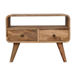 Solid Wood Mini Curved Oak-ish Media Unit