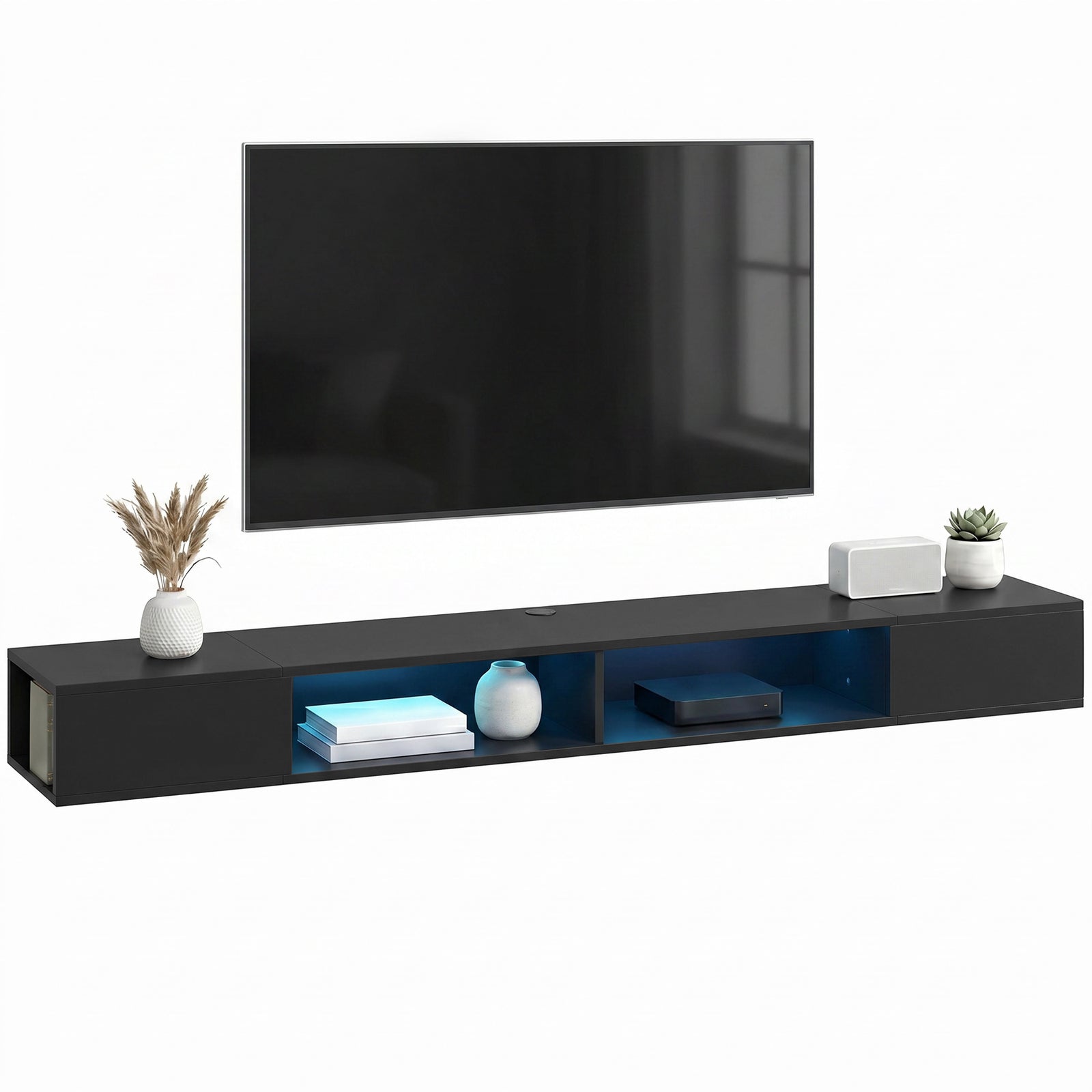 Tv Stand With Rgb Led Lights For 75-inch Tv | Black