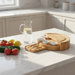 Bamboo Cheese Board Set With Drawer & Knives