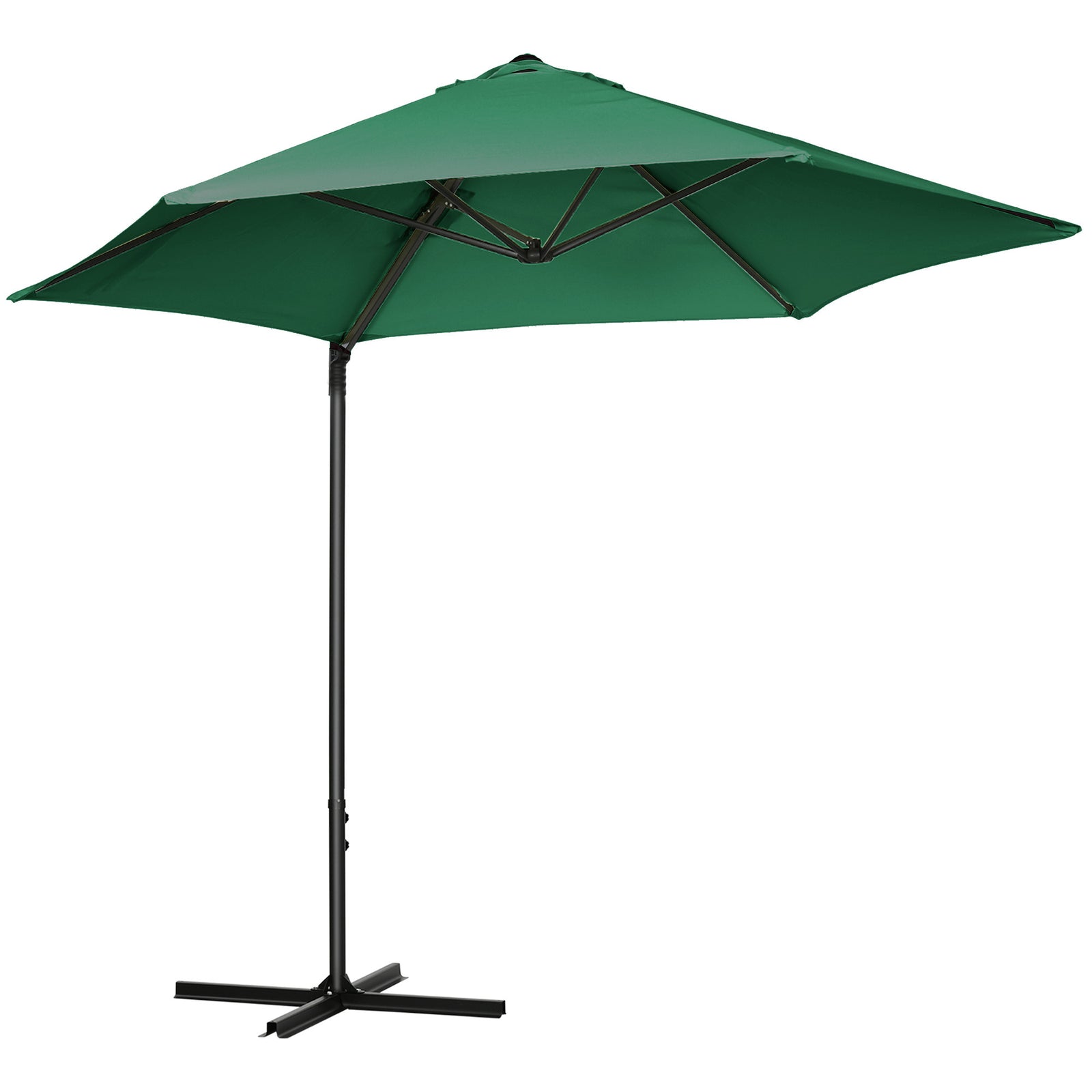 2.5m Cantilever Parasol W/ 360° Rotation, Cross Base | Green