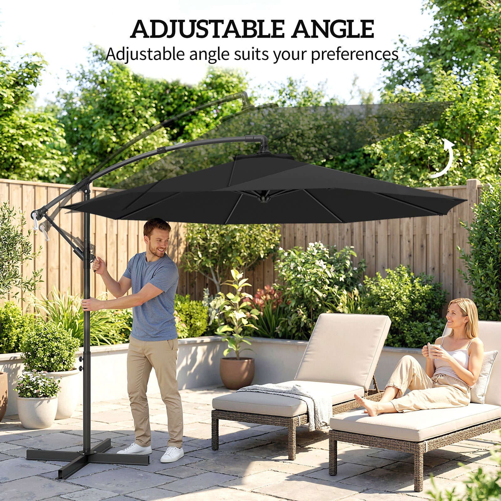 3(m) Banana Parasol Cantilever Umbrella Garden | Black