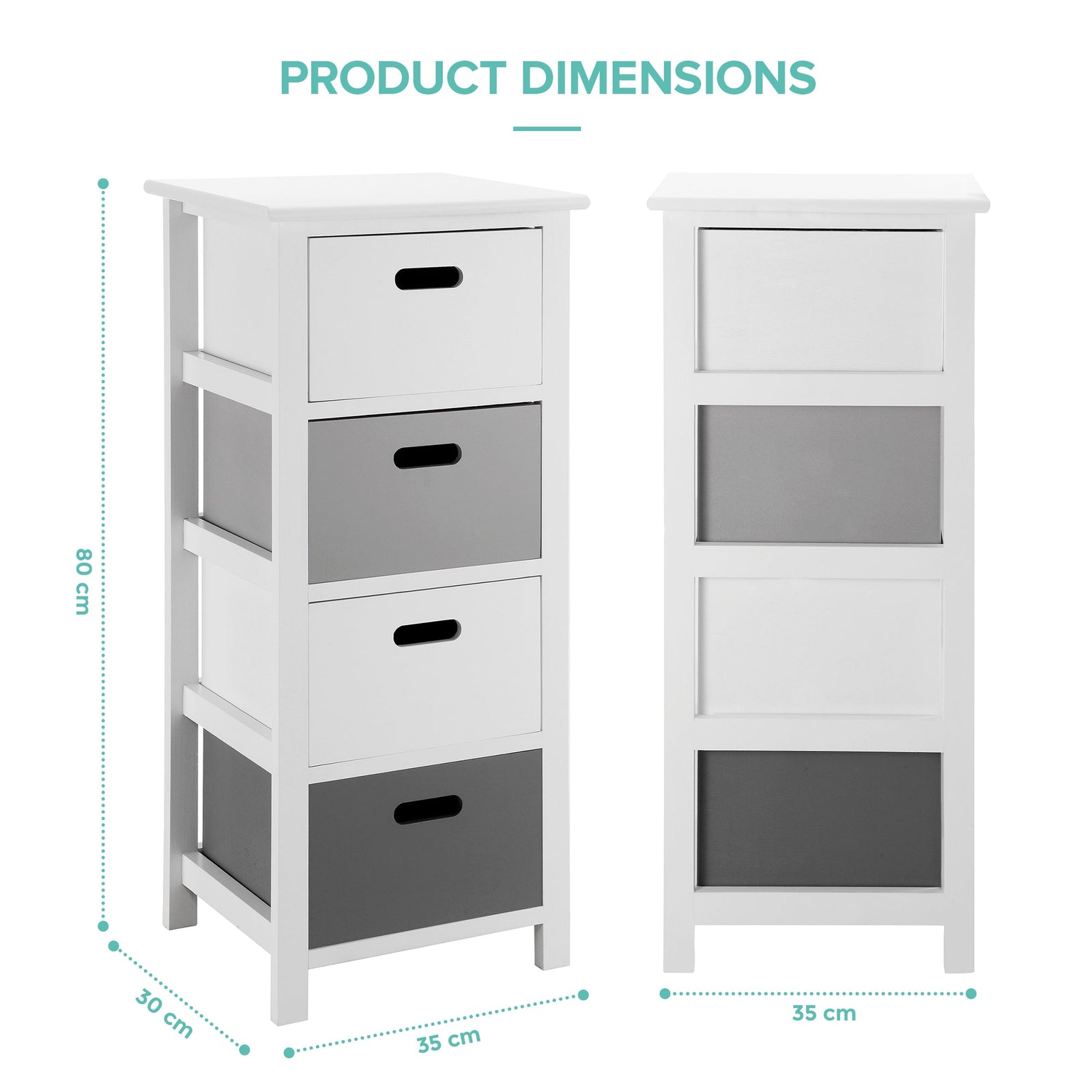 Nina 4 Drawer Storage Unit - White/grey