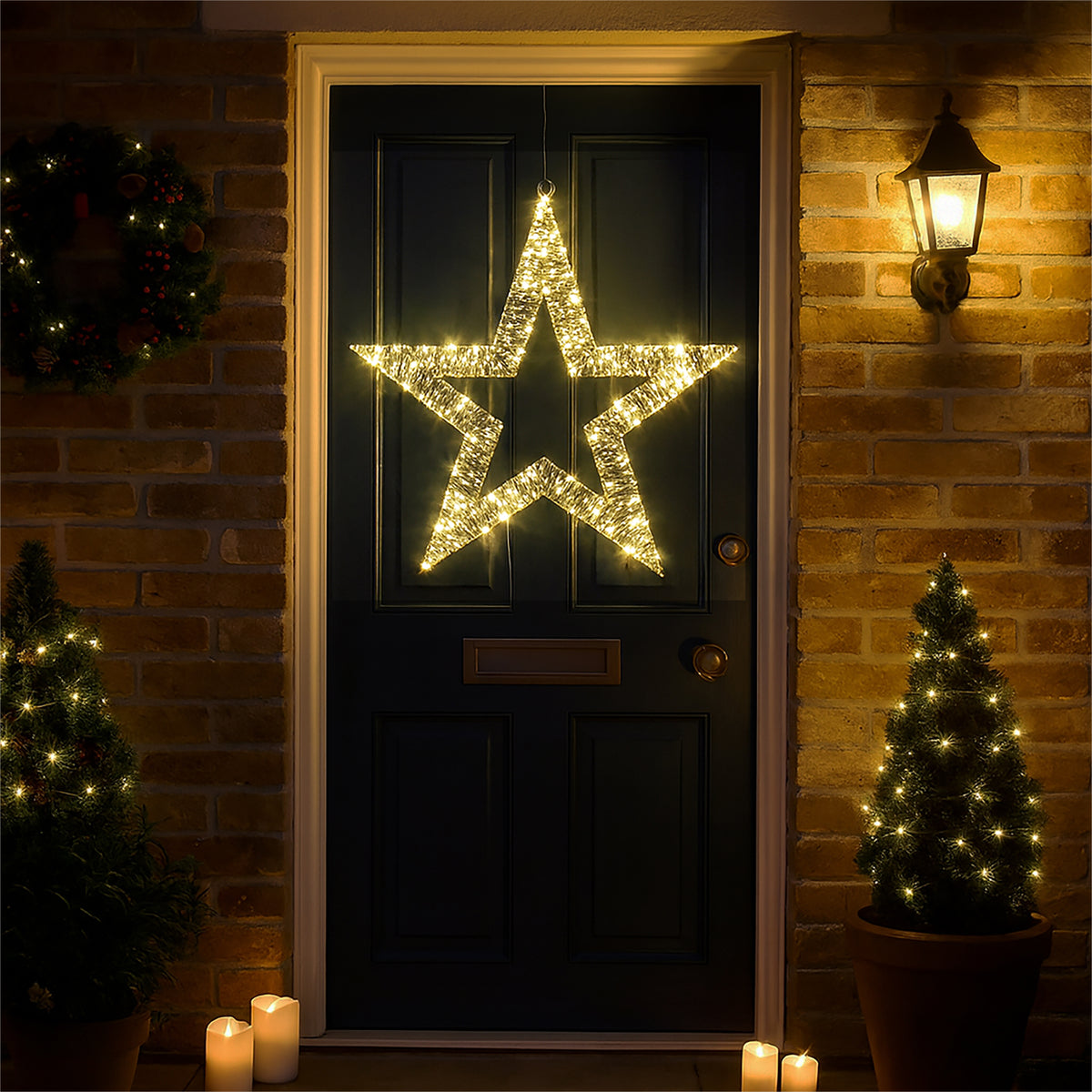 Xmas Haus 55x55cm Metal Star 100warm White Micro Led 5m Cable