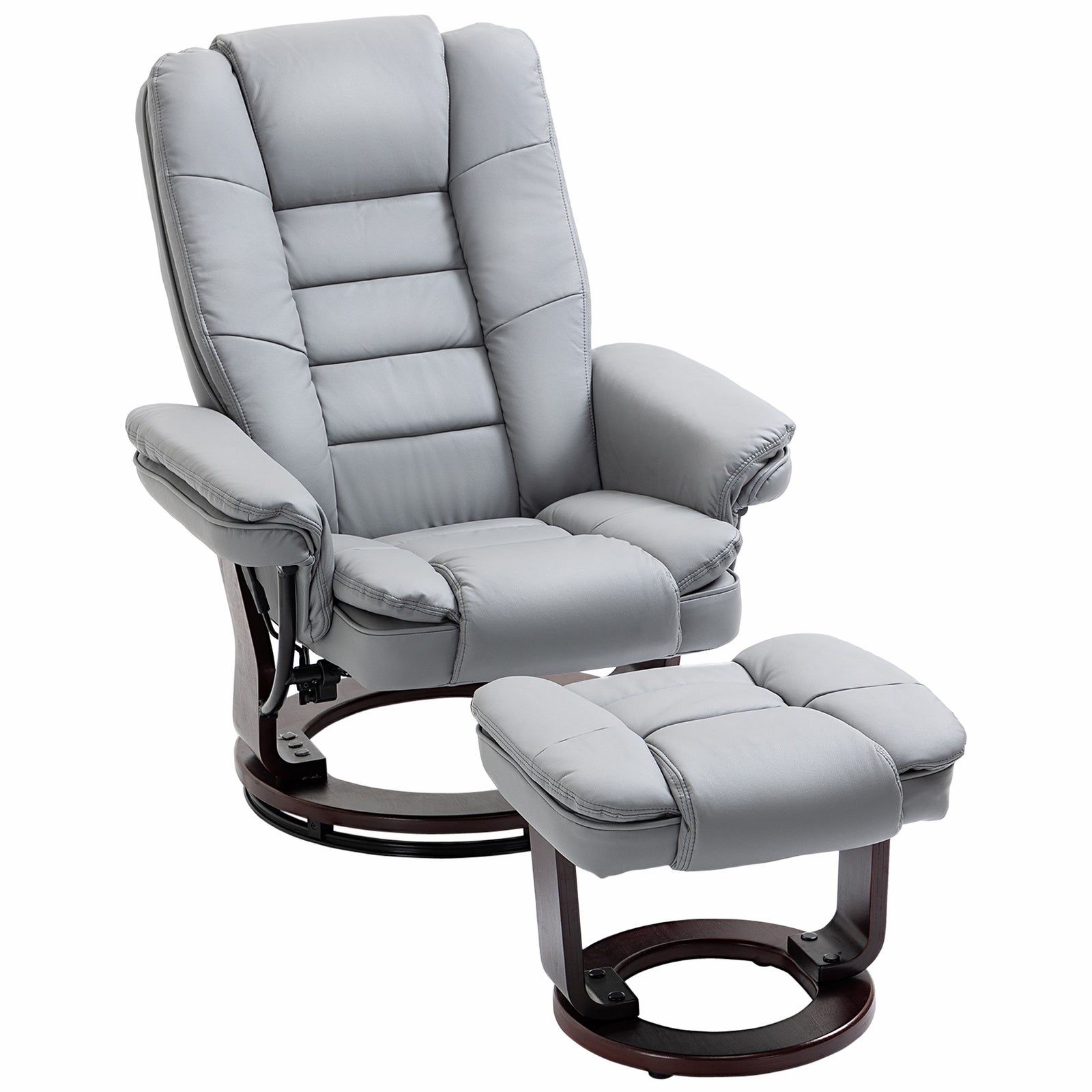 Swivel Manual Recliner And Footrest Set Leather | Gray