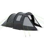 3-4 Persons Tunnel Tent, Two Room Camping Tent W/ Windows | Black