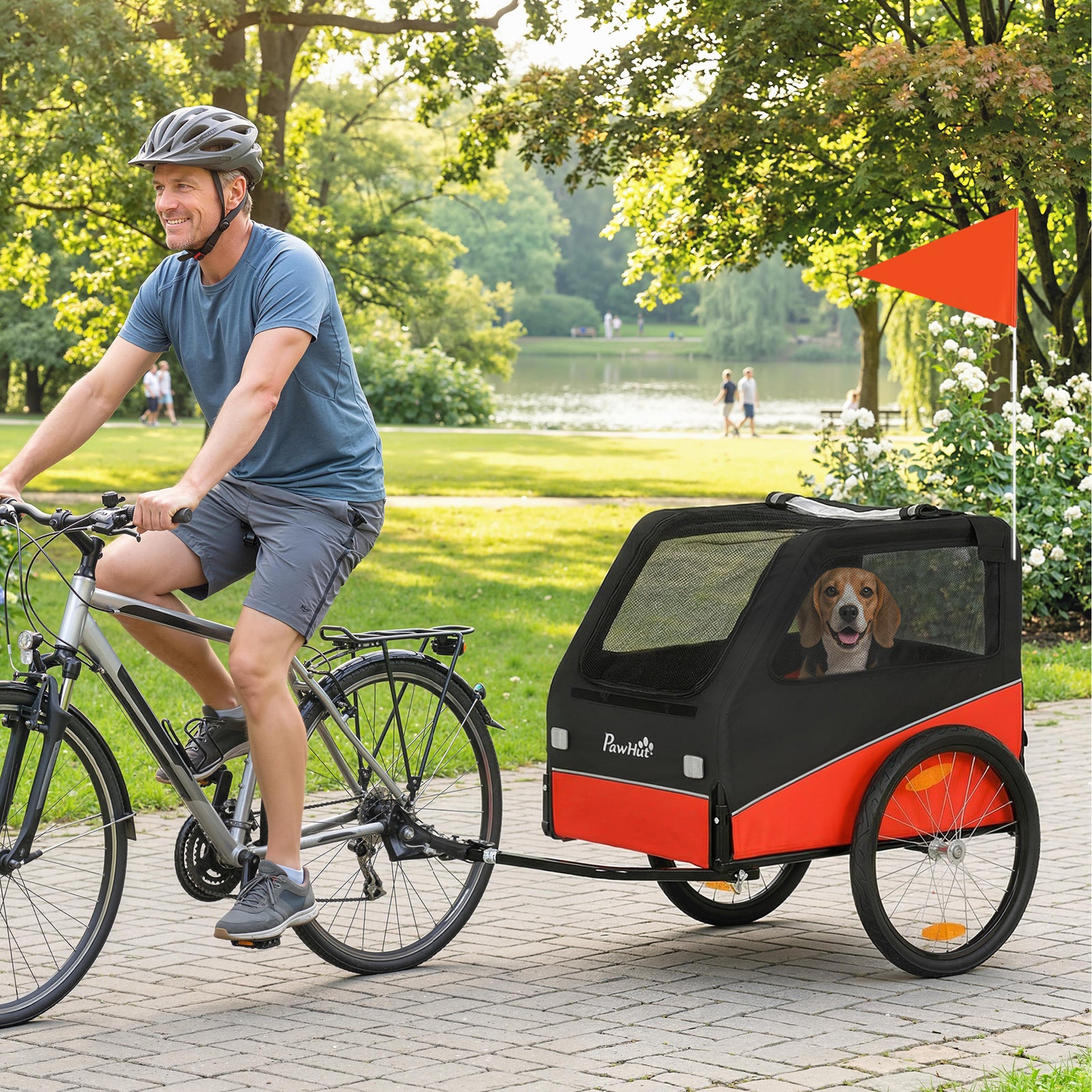 Dog Bike Trailer For Small & Medium Pets With 20" Rubber Wheels | Red