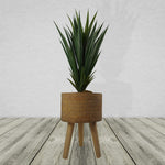 Woven Effect Planter With Stand  Composite