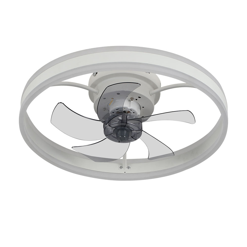 Modern Minimalist White 19.7 Inch Ceiling Fan Light 5 Blades, Dual 24w Led With 3-color Dimming, 6-speed, Reversible, App Control & Sleep Timer