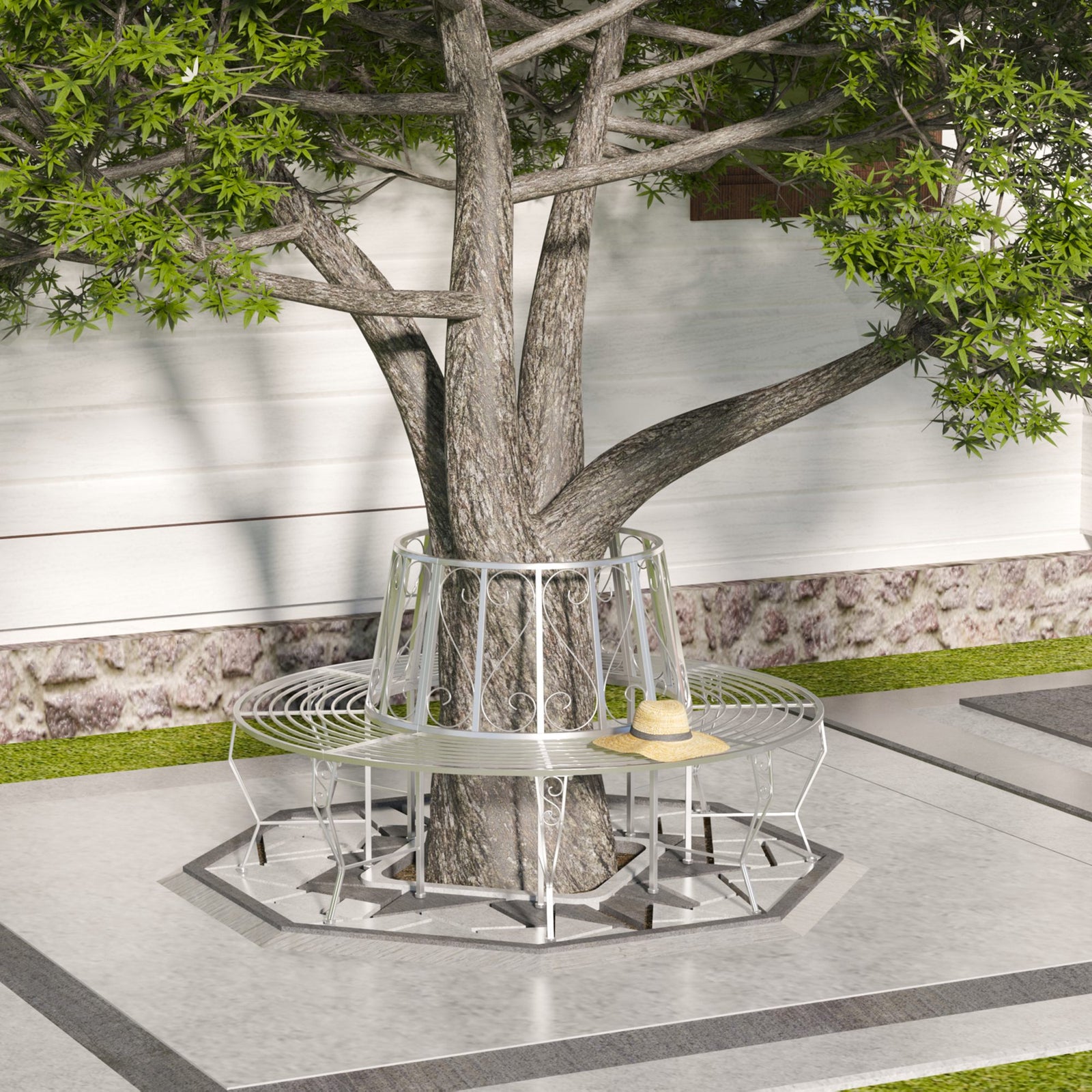 160cm Garden Round Tree Bench Metal