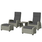 5 Pieces Pe Rattan Set, Reclining Chairs | Charcoal Grey