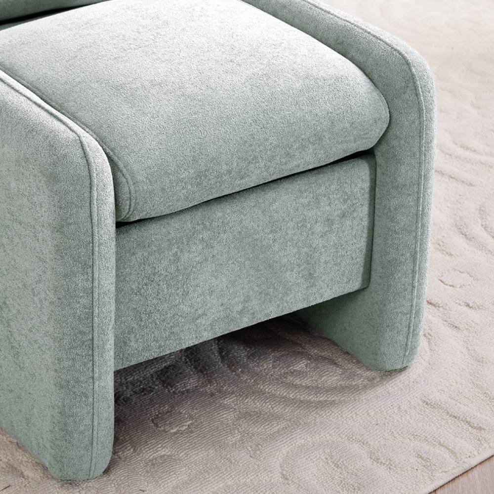 Chenille Upholstered Armchair With Footstool | Grey