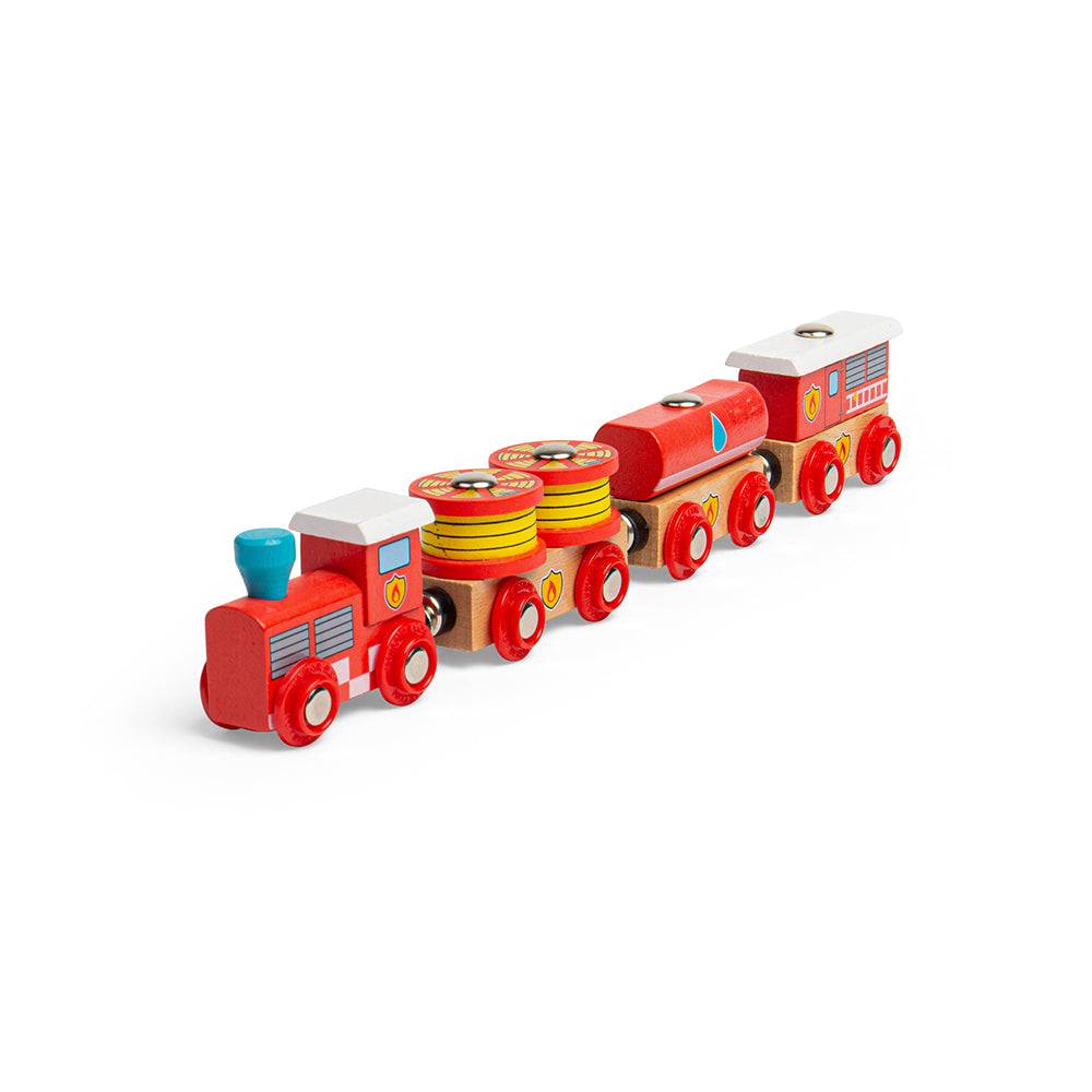 Wooden Fire and Rescue Train Engine & Carriages