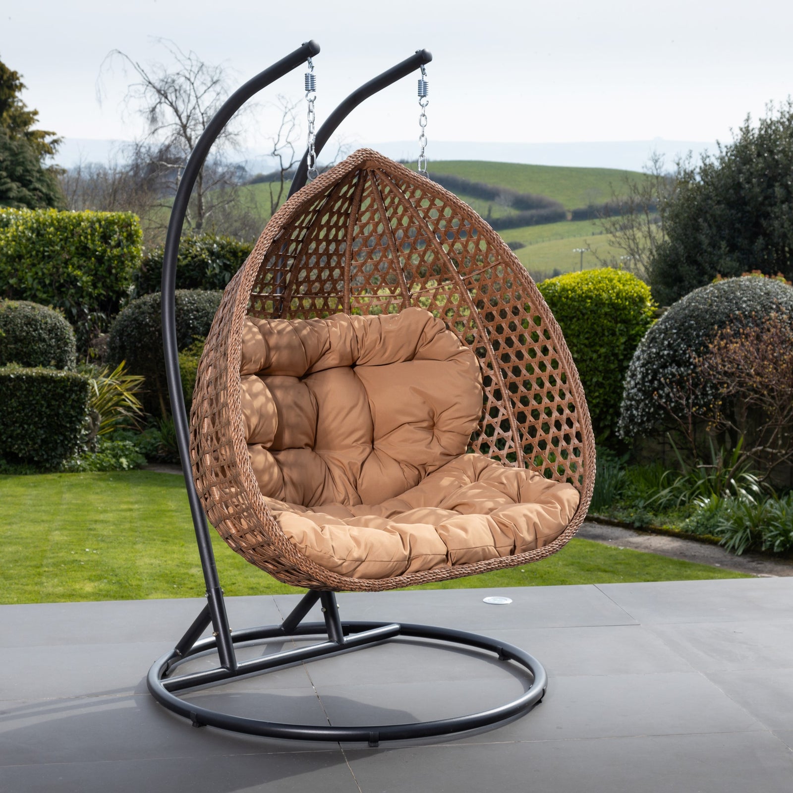 Henley Double Swing Egg Pod Chair | Brown