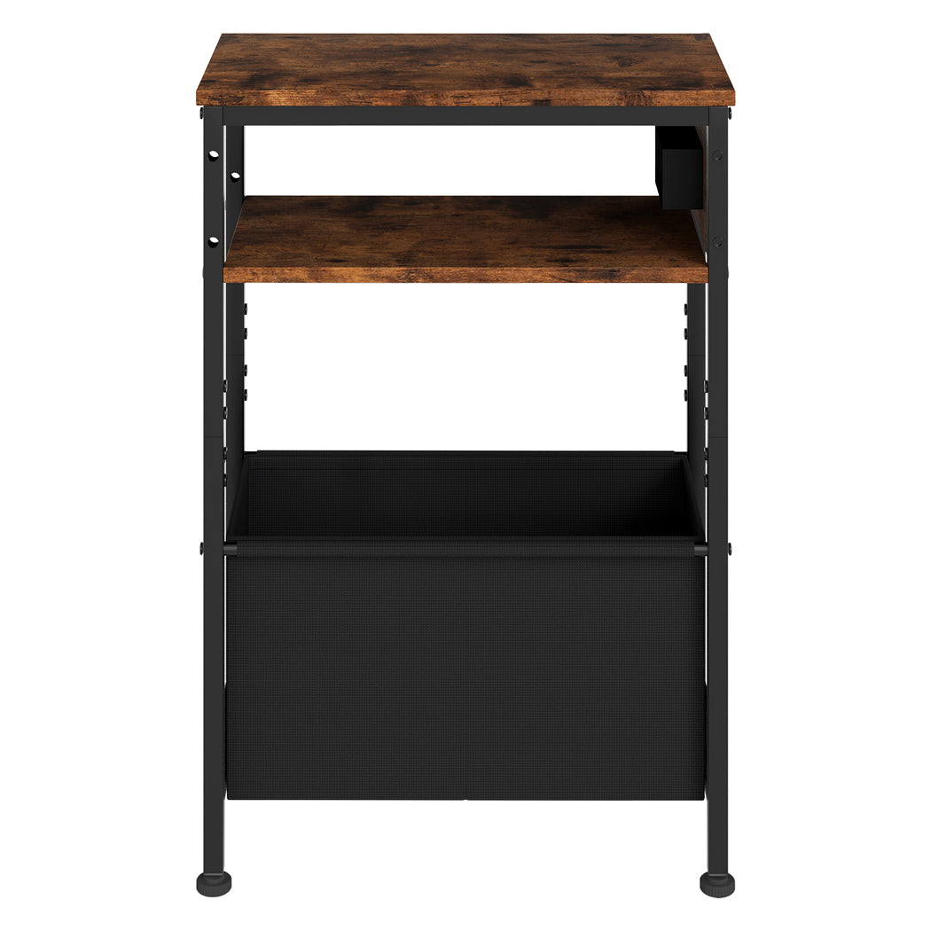 Levede Slim Side Table With Charging Station Storage Narrow End Table Sofa Living Room