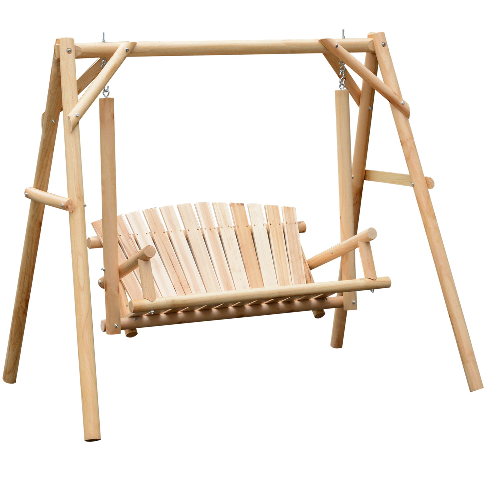 Outdoor 2 Seater Porch Swing Wooden Rustic Patio Bench