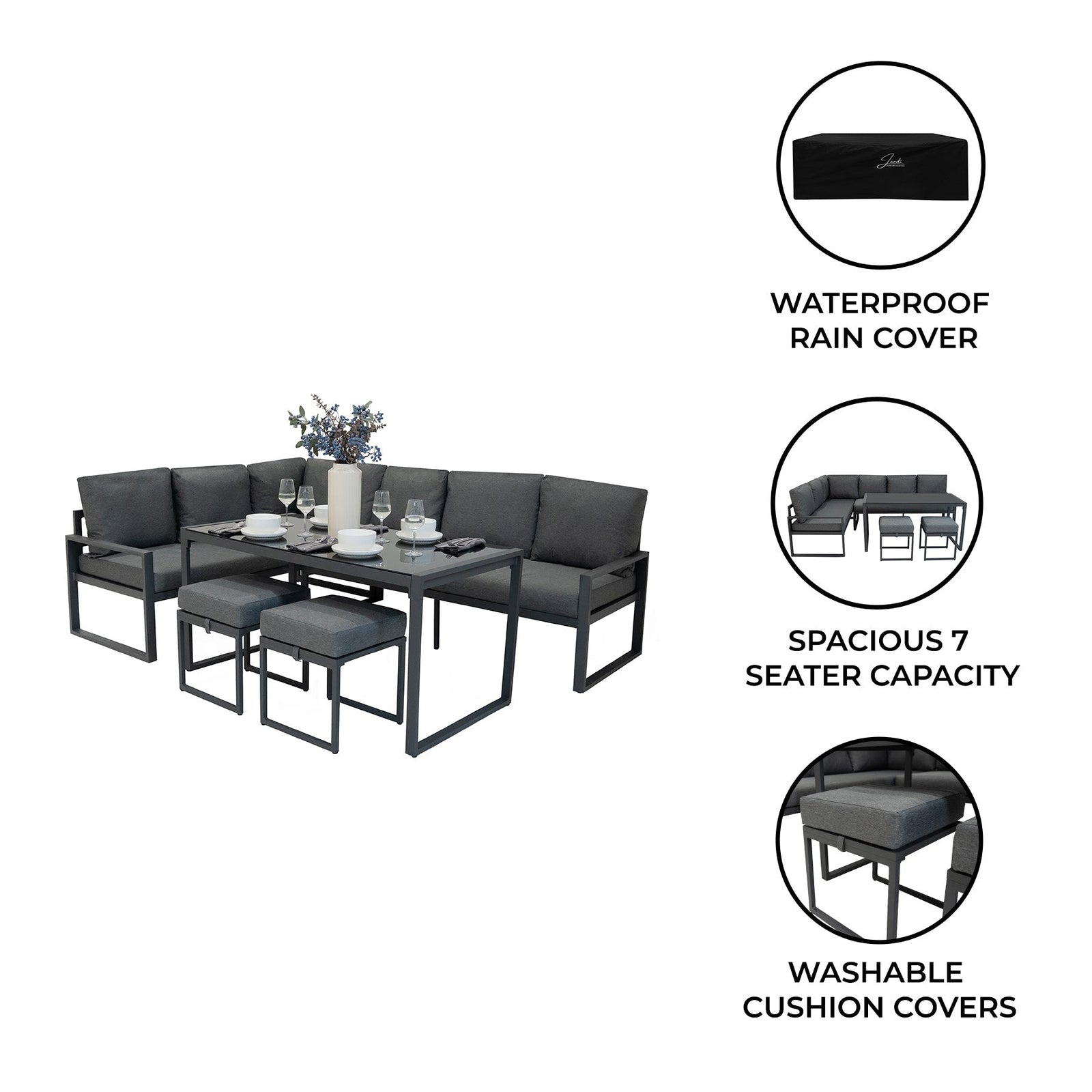 Aluminium Corner Sofa Set | Anthracite