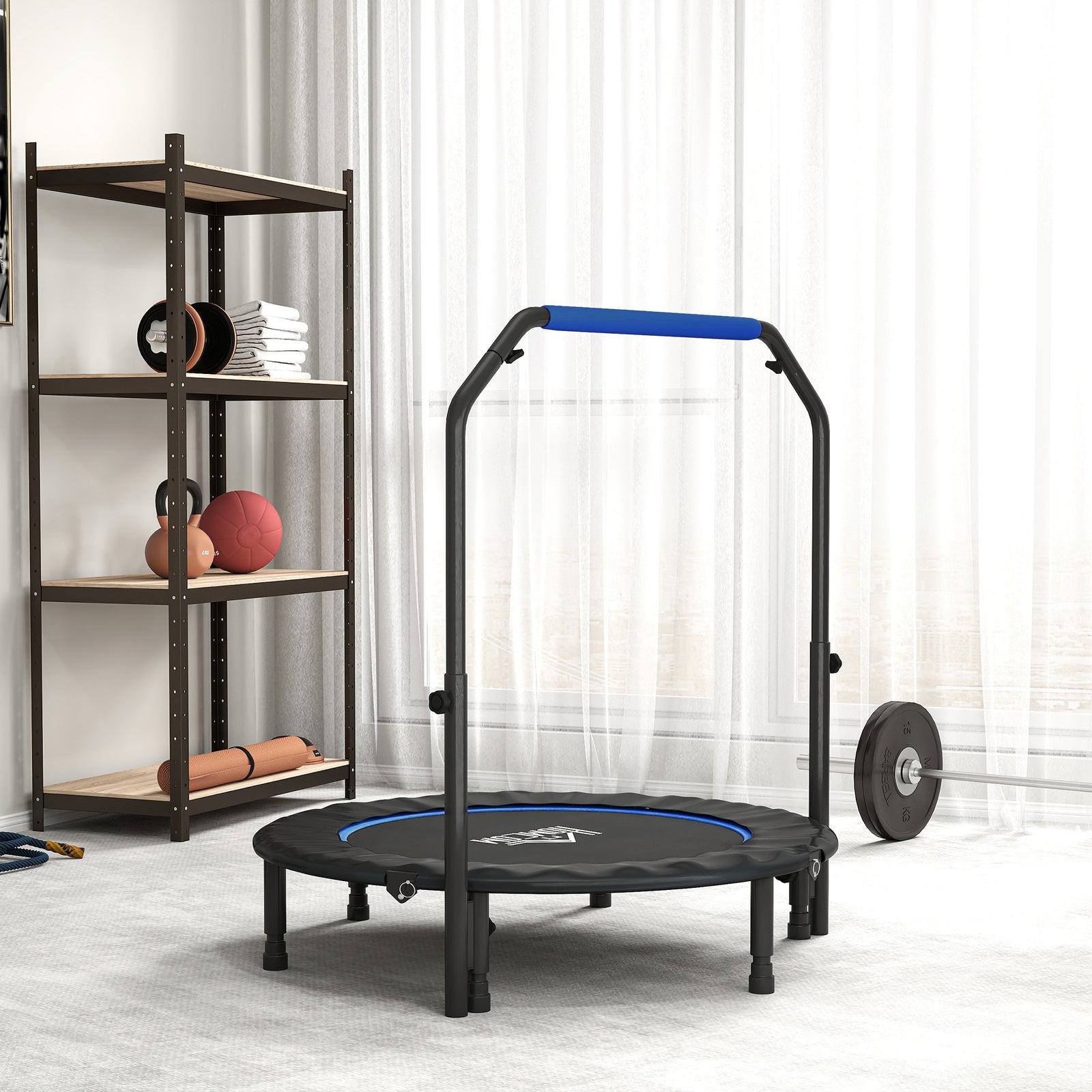 45 Foldable Mini Trampoline Fitness Trampoline Rebounder | Blue