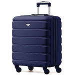 56x45x25cm Large Cabin Carry On Case - Overhead Luggage Suitcase - 4 Spinner Wheels - Abs Shell | 56 x 45 x 25cm | Navy Blue