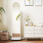 2-in-1 Full Length Mirror With Shelves, 4 Wheels, White | White