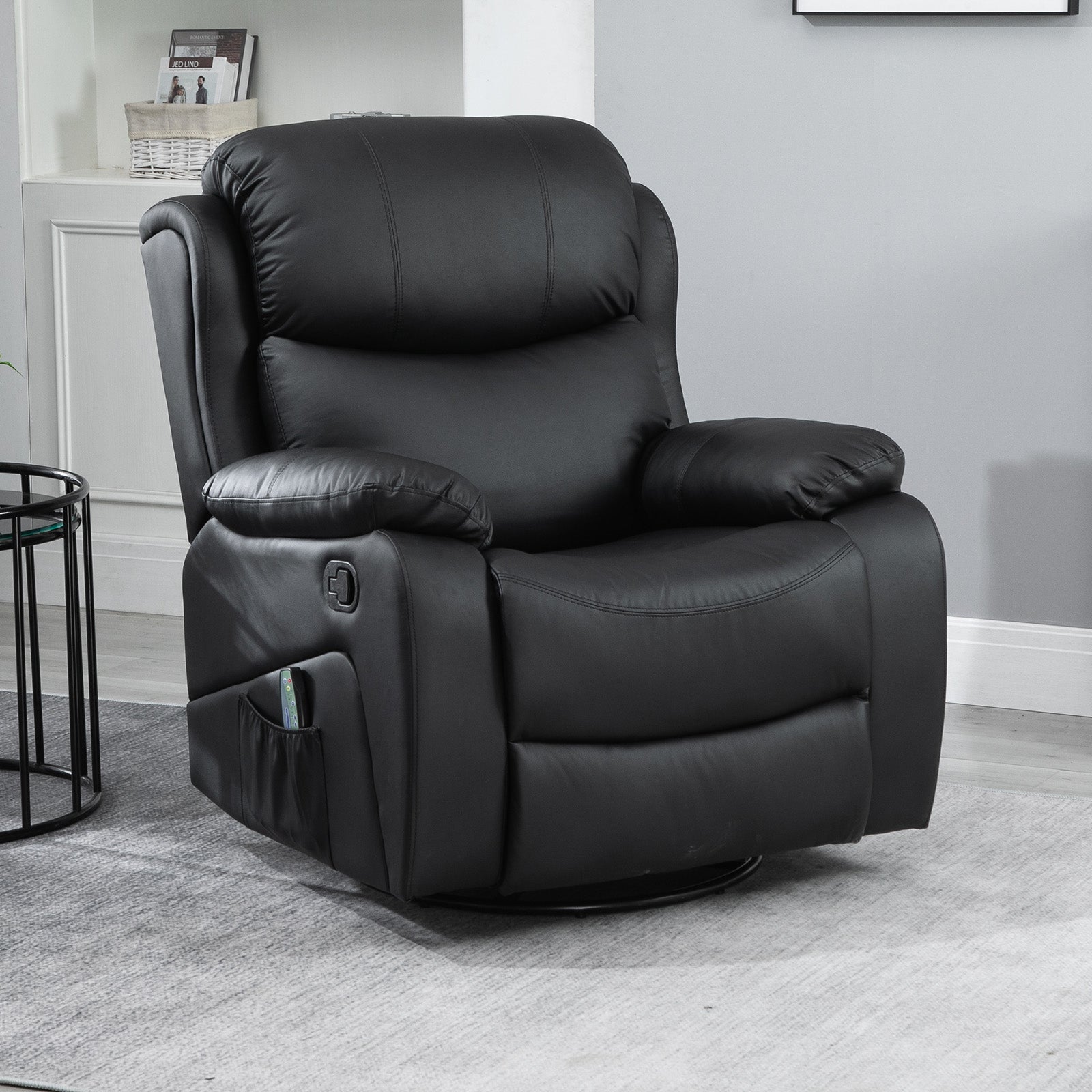 Massage Recliner Manual W/ Footrest Remote | Black