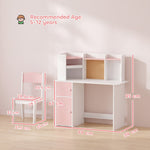 AIYAPLAY Kids Desk And Chair Set W/ Cabinets For Ages 5-12 Years, Pink