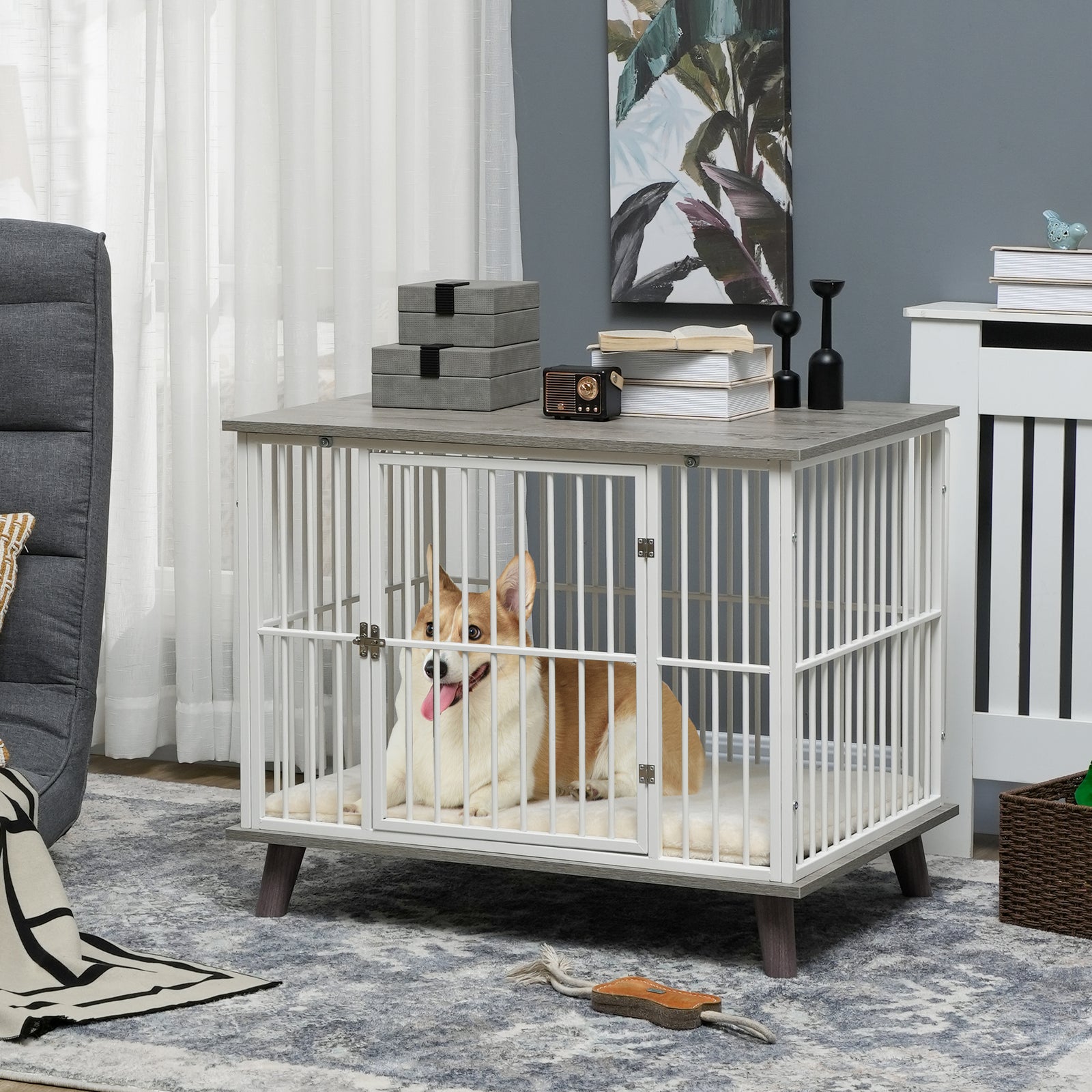 Dog Crate Furniture W/ Cushion, 86x60x70cm