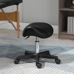 Saddle Stool Adjustable Rolling Salon Chair For Massage Spa | One Size | Black