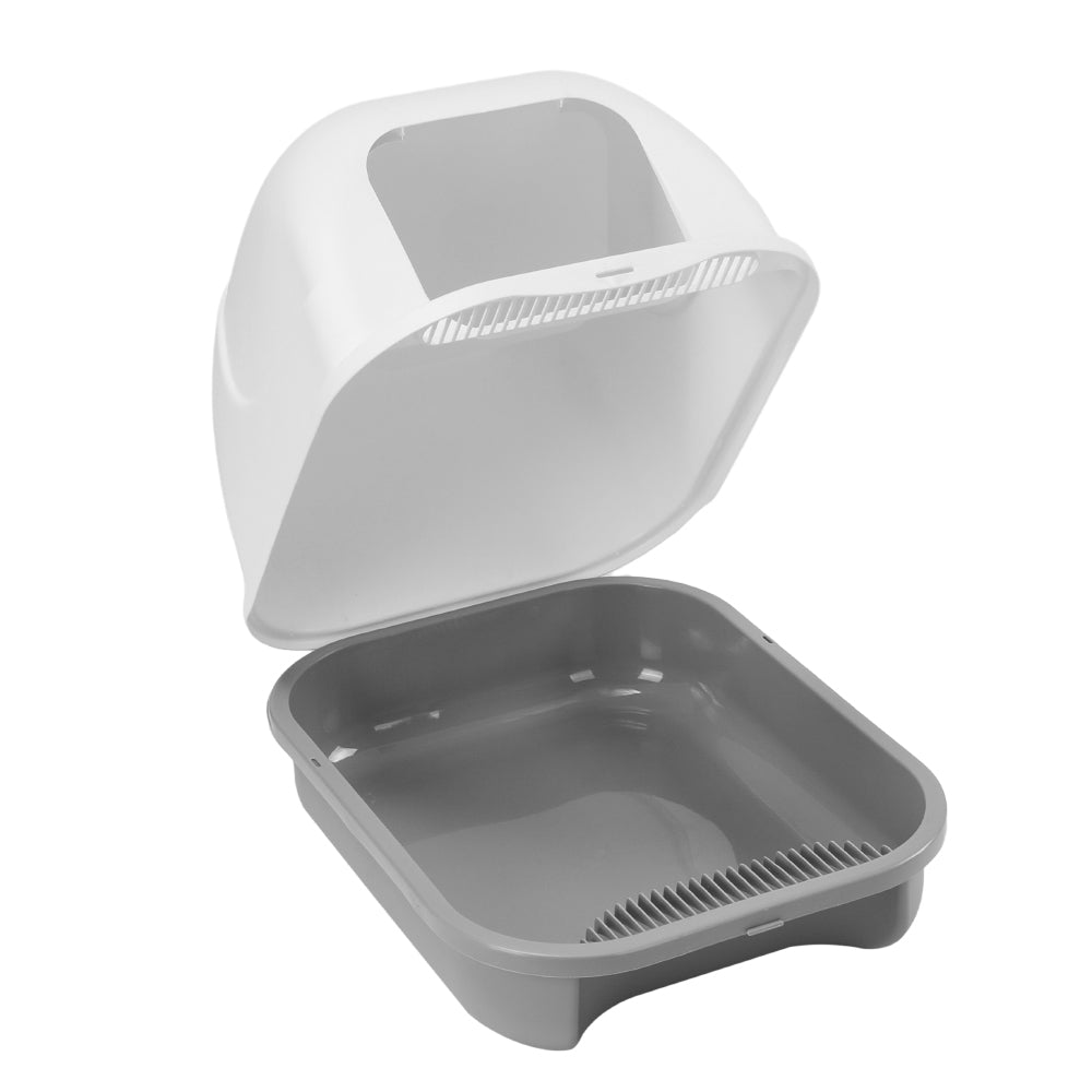 Durable Pp Cat Litter Box With Handle And Scoop Portable | White
