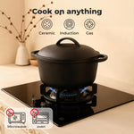 Toque 6.6l Cast Iron Dutch Oven Heavy Duty Casserole Dish Pot Stockpot With Lid