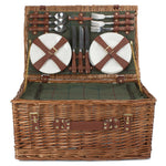 Green Tweed Classic Picnic Wicker Basket | 6 Person | Green