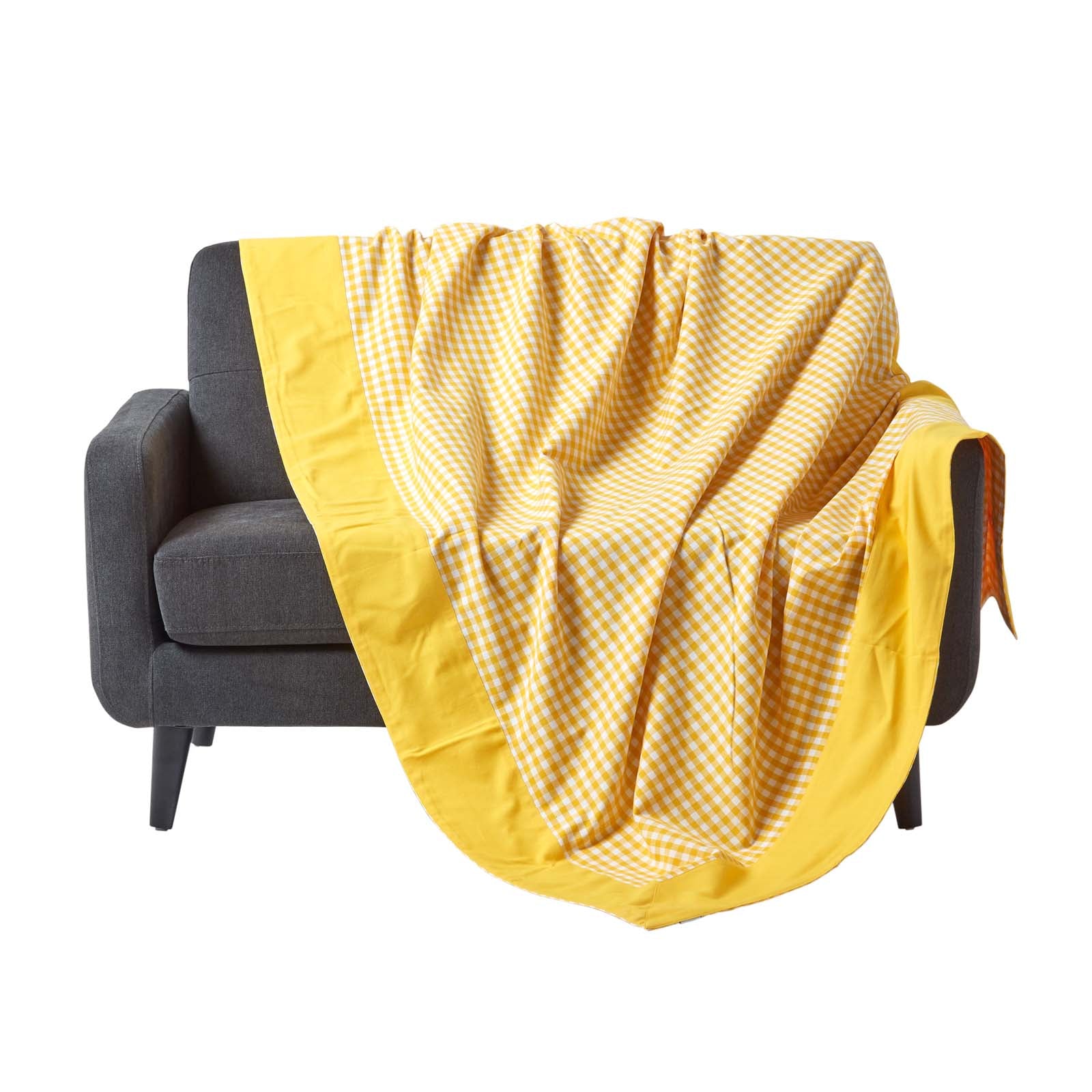 Cotton Gingham Check Throw | 150cm x 200cm | Yellow