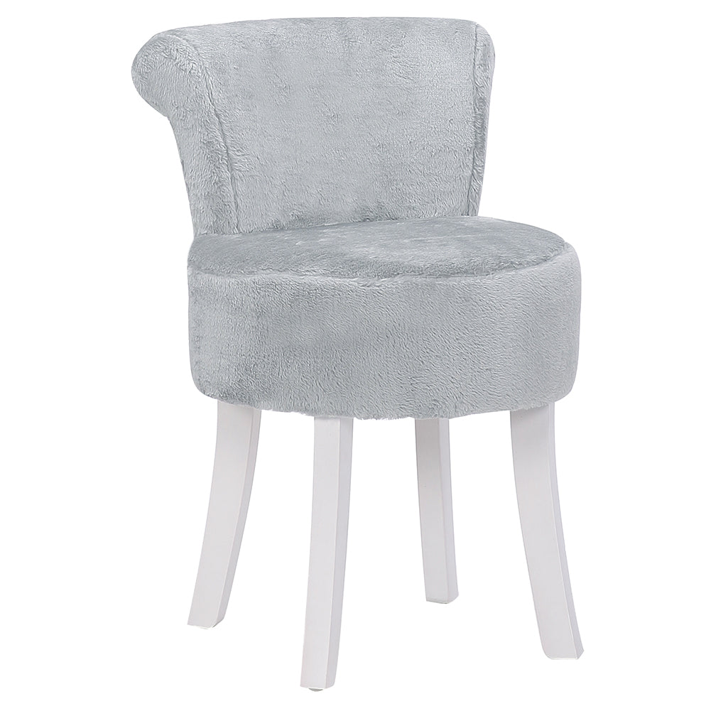 Modern Plush Upholstered Dressing Chair With White Legs Small Vanity Makeup Chair