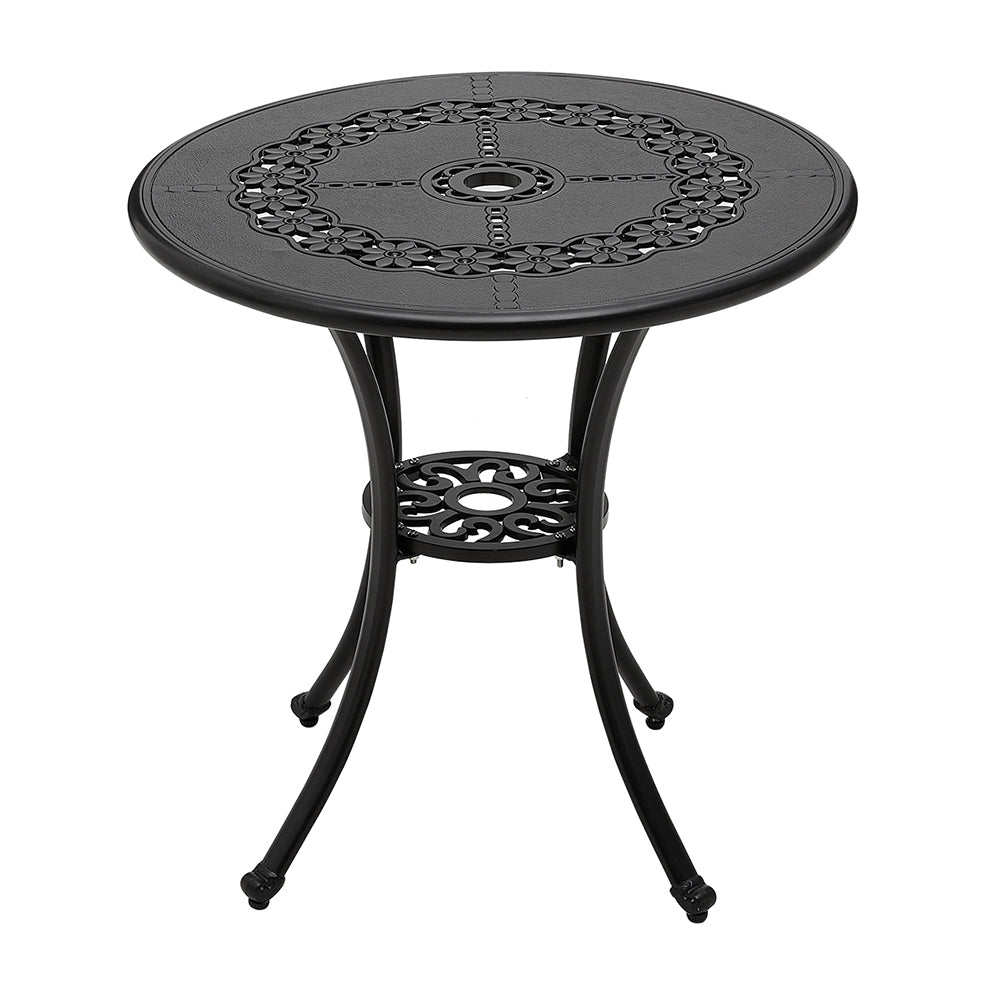 Textured Round Cast Aluminium Round Patio Dining Table - 65cm Dia X 62 Cm H
