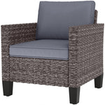 Single Rattan Chair, Garden Armchair W/ Cushions | Dark Gray