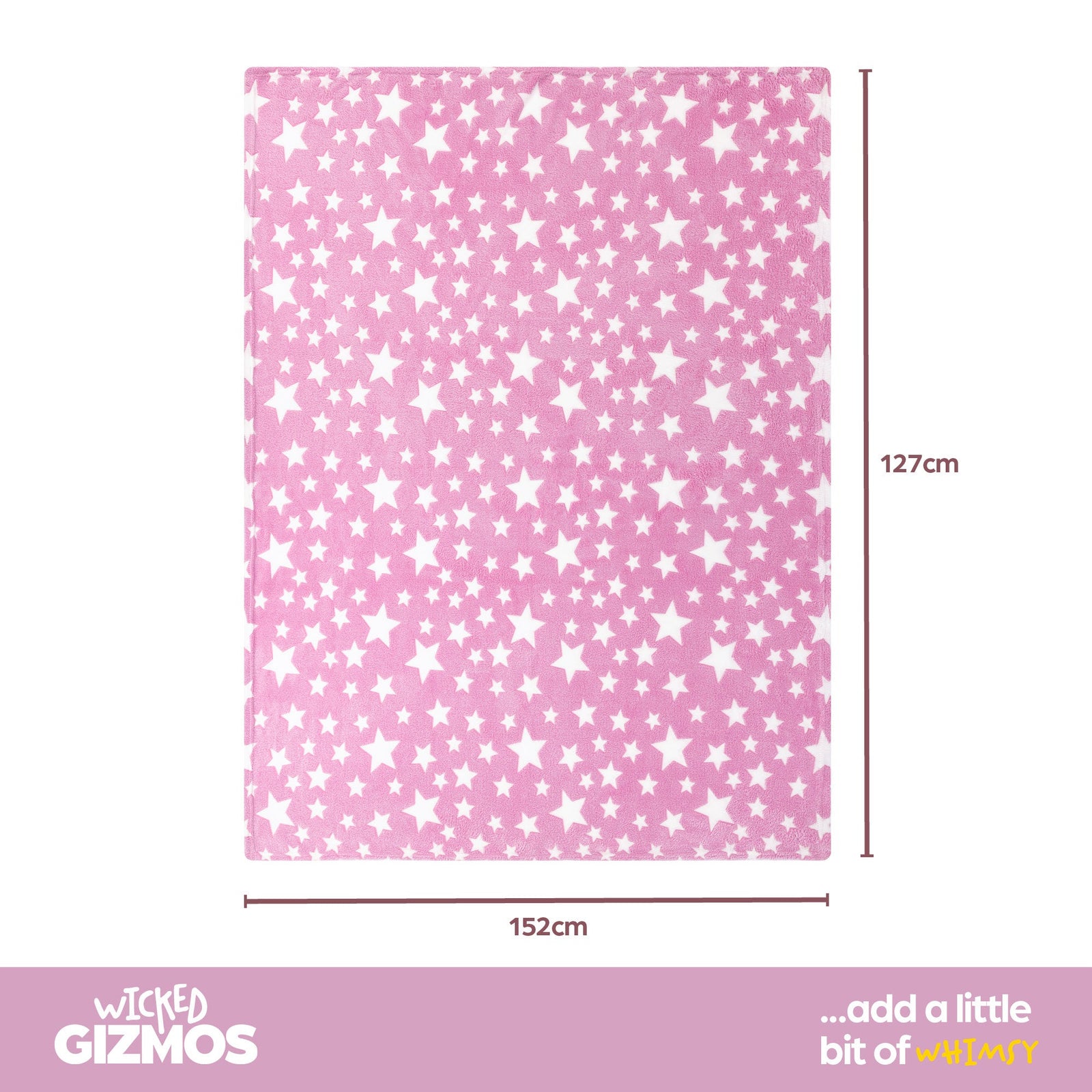 Wicked Gizmos Pink Glow In The Dark Blanket Plush Star Print Machine Washable