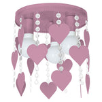 Corazon Pink Ceiling Lamp 3xe27 Delightful Hand Made Bedroom Centrepiece In Baby Pink With Hearts And Crystals