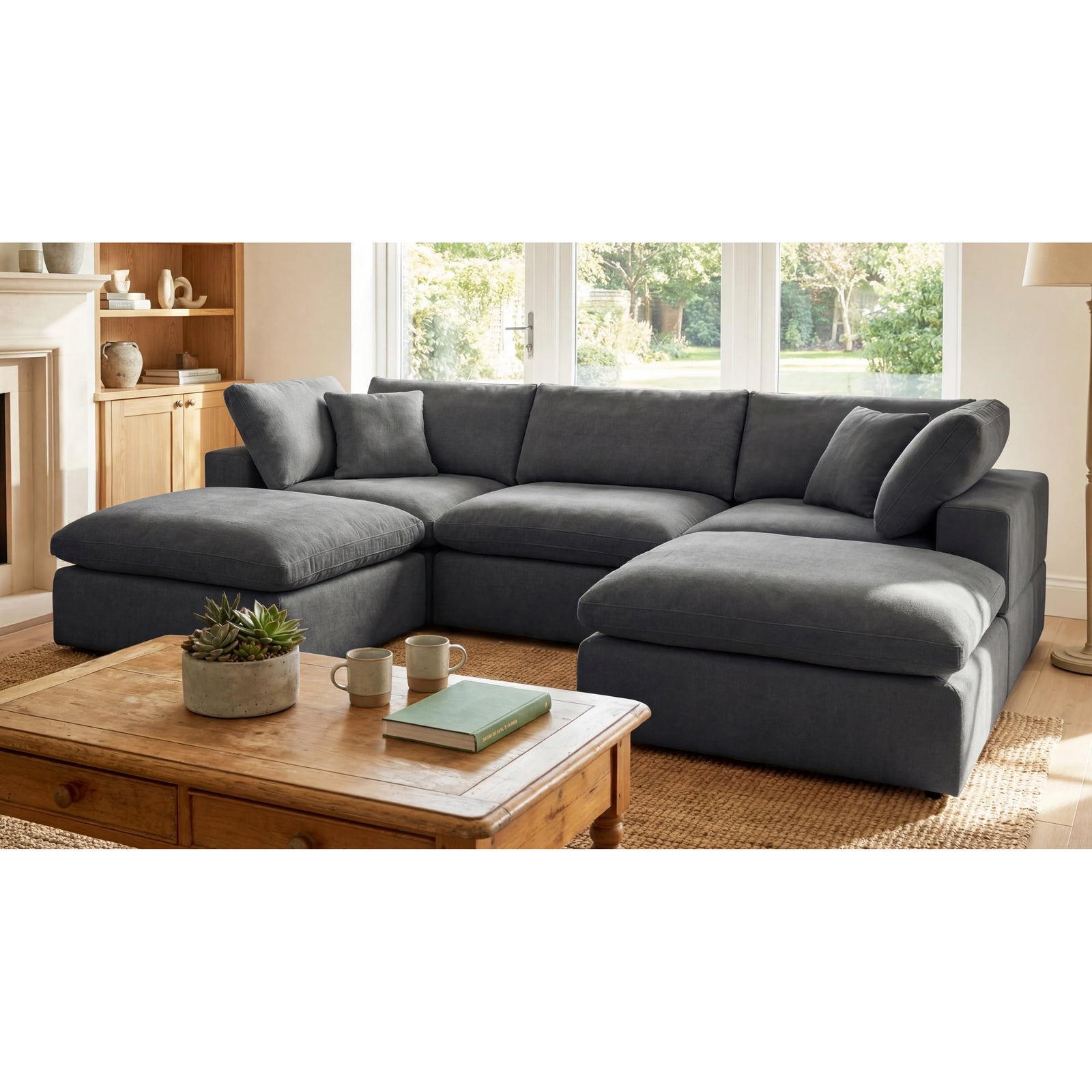 Cotleigh 5 Piece U-shaped Modular Corner Sofa | Charcoal