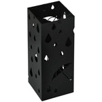 Metal Umbrella Stand, Square Umbrella Basket With 4 Hooks | One Size | Black