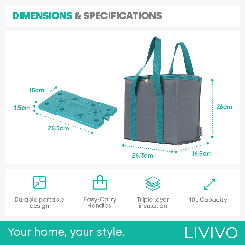 Livivo Thermal Cooler Bag 10l Picnic Beach Travel Lunch Bag