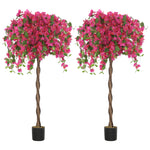 Set Of 2 Decorative Artificial Plants Fake Plants Purple