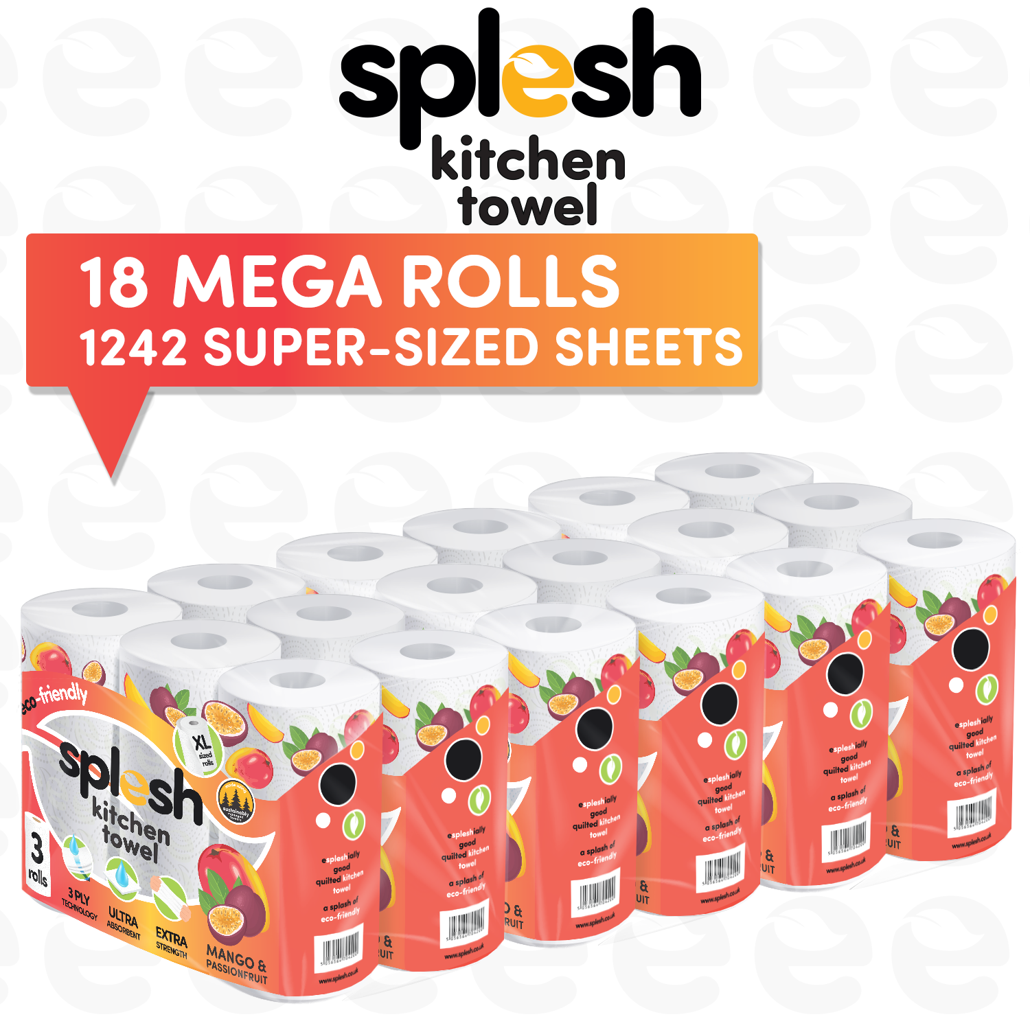 Mango & Passionfruit Kitchen Towel 3 Ply Xl Roll, 18 Rolls