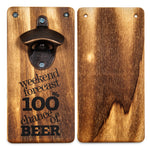 Wicked Gizmos Wall Mounted Wooden Bottle Opener With Metal Opener