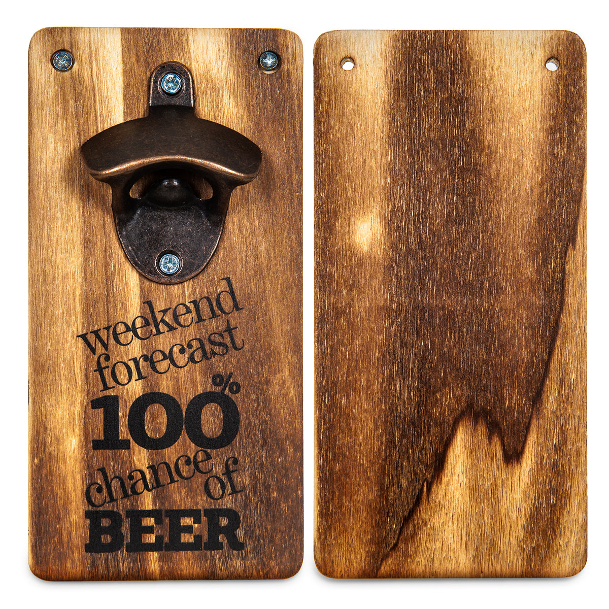Wicked Gizmos Wall Mounted Wooden Bottle Opener With Metal Opener