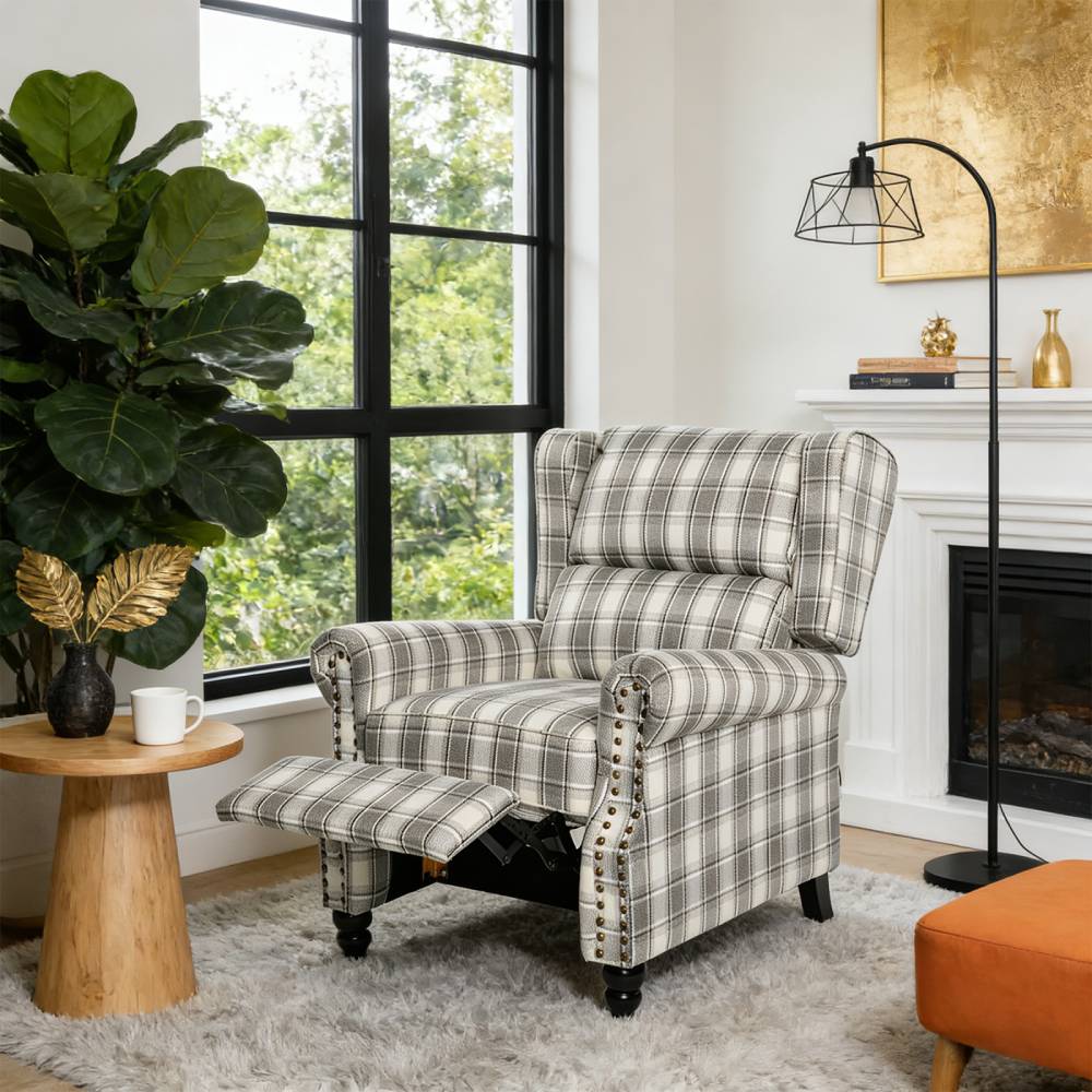 Elegant Wingback Recliner Armchair | Grey