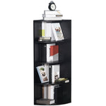 4 Tier Wood Corner Shelf  Unit Freestanding Fan Bookshelf | One Size | Black