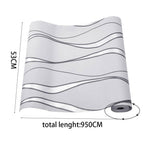Modern Geometric Wavy Striped Fabric Wallpaper