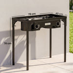 Outsunny 150,000 Btu Double Burner Camping Stove With Detachable Legs Black